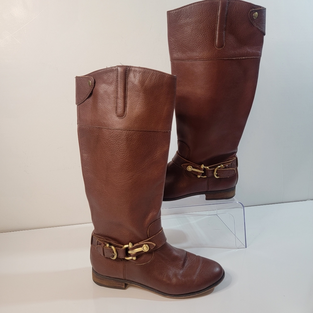 Dolce Vita Brown Pebbled Leather Riding Boots